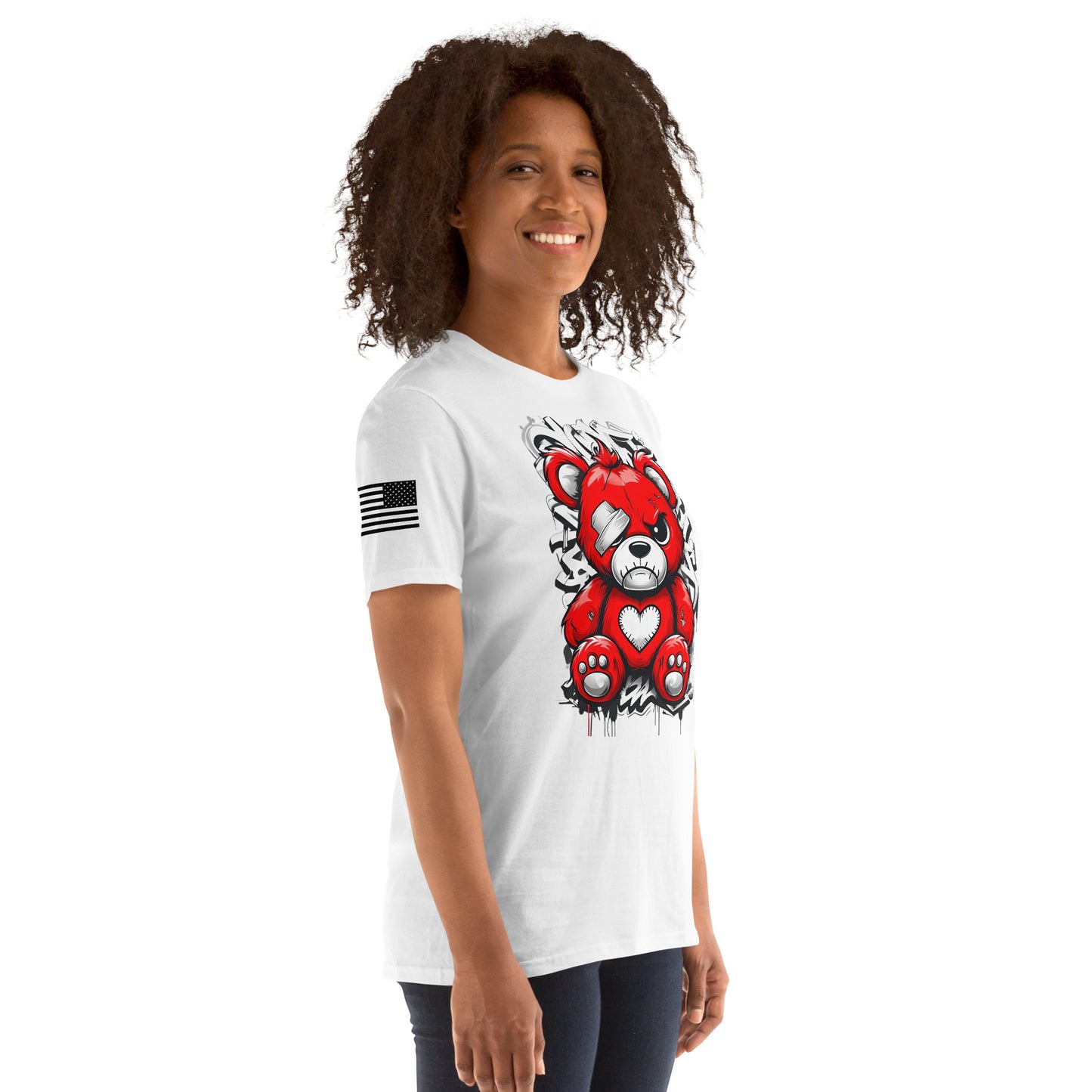 Red Graffiti Bear White Tee - Unisex classic tee