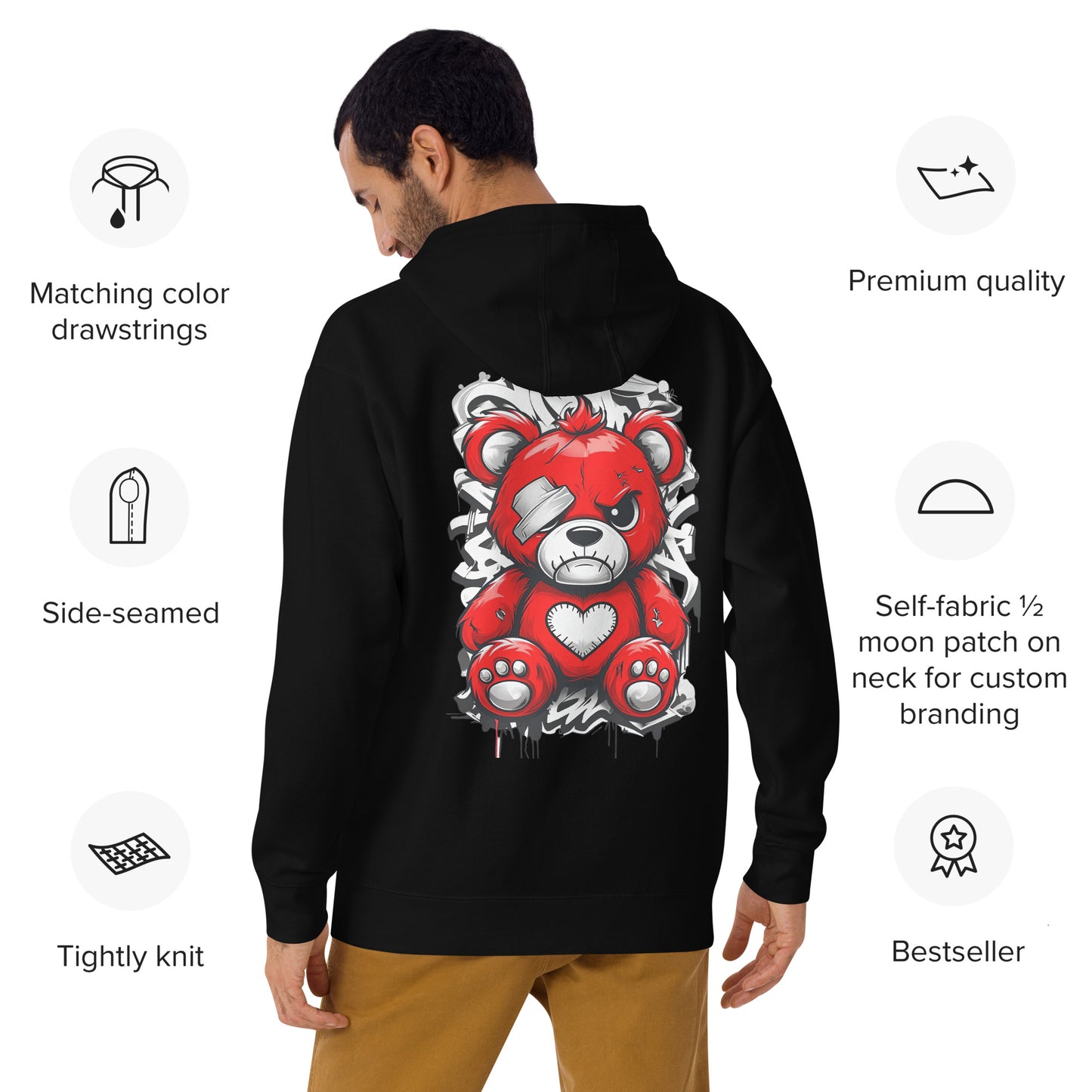 Red Graffiti Bear - Unisex Hoodie